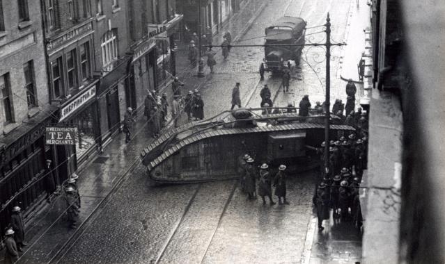 a-british-army-mark-v-tank-rams-a-sealed-premises-on-capel-street-dublin-january-18th-1921-during-destructive-house-searches-by-the-uk-occupation-forces-in-ireland